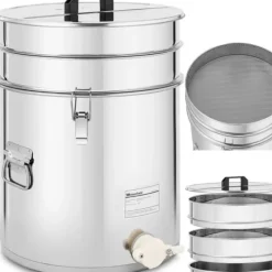 Silar-Honungssettler med sil, lock och ventil, STÅL, 30 l
