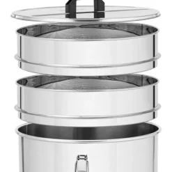Silar-Honungssettler med sil, lock och ventil, STÅL, 30 l