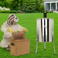 Honungsburkar-Honungsslunga - Elektrisk 8-ramars - Rostfritt stål - 220 V - 140 W motor - 370 varv/min - Cylindrisk