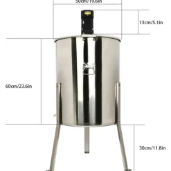 Honungsburkar-Honungsslunga - Elektrisk 8-ramars - Rostfritt stål - 220 V - 140 W motor - 370 varv/min - Cylindrisk