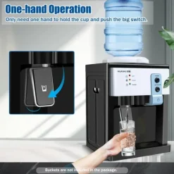 Vattenkylare-HS-09 varm- och kallvattenkylare, fristående toppmatad dispenser, för hem/kontor, svart