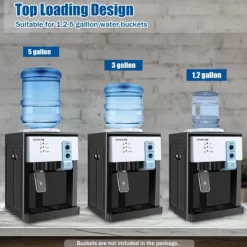 Vattenkylare-HS-09 varm- och kallvattenkylare, fristående toppmatad dispenser, för hem/kontor, svart