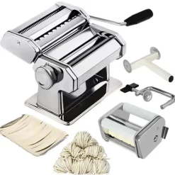hushålls pastamaskin kit, manuell nudelmaskin, 9 justerbara tjocklekar, 2 olika bredder, lätt att använda
