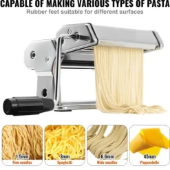 hushålls pastamaskin kit, manuell nudelmaskin, 9 justerbara tjocklekar, 2 olika bredder, lätt att använda
