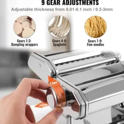 hushålls pastamaskin kit, manuell nudelmaskin, 9 justerbara tjocklekar, 2 olika bredder, lätt att använda