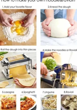 hushålls pastamaskin kit, manuell nudelmaskin, 9 justerbara tjocklekar, 2 olika bredder, lätt att använda