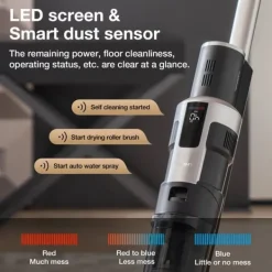 Golvdammsugare-HW9 Pro Max - 2‑i‑1 dammsugare och golvtvättare - Sladdlös - Smart LED-skärm - Självrengöring - 220–240 V - EU-kontakt