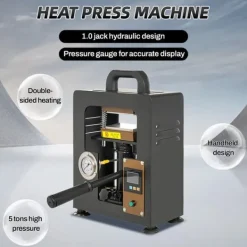 Ångpressar-Hydraulisk värmepressmaskin, 5 ton tryck, dubbel värmeplatta