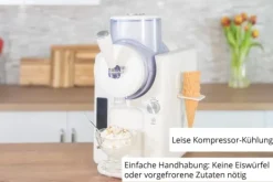 2-i-1 slush- och mjukglassmaskin SOFIE (vit, för 1 500 ml slush eller mjukglass, 150 watts kompressor)