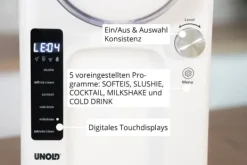 2-i-1 slush- och mjukglassmaskin SOFIE (vit, för 1 500 ml slush eller mjukglass, 150 watts kompressor)