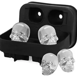 Isformar-Ice Cube Mould - AN - 3D Skull - Silikon - Svart - Lock ingår