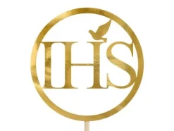 IHS tårtdekoration, guld, 22 cm