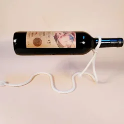 Vinflaskhållare-Illusion Magisk Flytande Kreativ Vinbox Röd Flaskstöd Rep, Vit