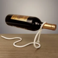 Vinflaskhållare-Illusion Magisk Flytande Kreativ Vinbox Röd Flaskstöd Rep, Vit