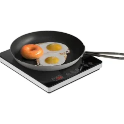 Induktionshäll portabel 1 zon – 2000 W, 10 effekt/temperatur, timer, barnlås, svart