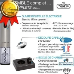 INN® elektrisk korkskruv sommelier designbox lätt att öppna professionell laddningsbas idealisk present trådlös