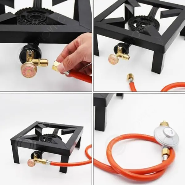 INN Gaz 8000 w 24,5 x 24,5 x 11 cm justerbar gasolkgrill i gjutjärn passar för kraftfulla gasolkök med gasolkgrillstöd.