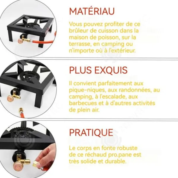 INN Gaz 8000 w 24,5 x 24,5 x 11 cm justerbar gasolkgrill i gjutjärn passar för kraftfulla gasolkök med gasolkgrillstöd.