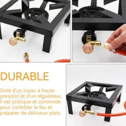INN Gaz 8000 w 24,5 x 24,5 x 11 cm justerbar gasolkgrill i gjutjärn passar för kraftfulla gasolkök med gasolkgrillstöd.