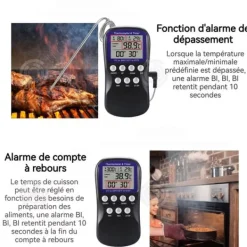 Matlagningstermometrar-INN Kökstermometer 7,2x2x14,5cm Lätt att använda med intelligent digital display och nedräkningsalarm Svart