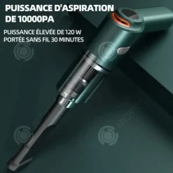 Handdammsugare-INN Minidammsugare 10000Pa 120W Minibildammsugare Professionell dammsugare Handhållen sladdlös Kraftfull för bil på kontoret