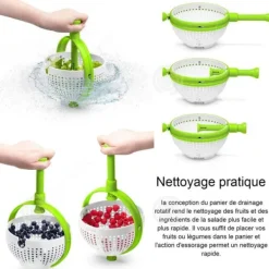 Salladsslungor-INN Multifunktions avloppskorg Frukttvättskål Multifunktionsmatsil Grönsaksrengöringscentrifug