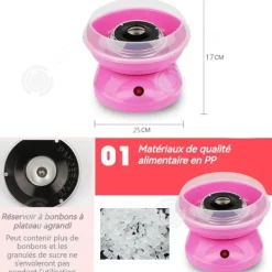 Maskiner För Spunnet Socker-INN Sockervaddsapparat 25x17cm säkert material, en-knapp-start med sugkoppsbas, hemmagjord sockervadd