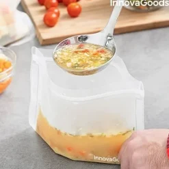 Matförvaringspåsar-InnovaGoods IG816049 Set med 10 återanvändbara påsar för matfreco, Transparent, 5 x 12 cm inklusive 5 skålar på 21,5 x 18 cm