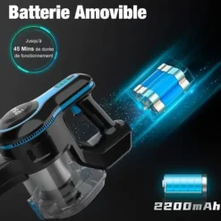 INSE 50KPa sladdlös kvastdammsugare, 250W, 6-i-1 påslös sladdlös kvastdammsugare, blå, 55 min batteritid