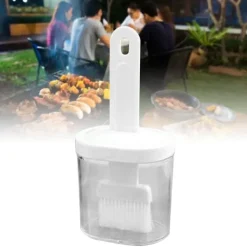Integrerad silikonoljeflaskaborste Olivoljadispenserflaska med silikonborste för matlagning Bakning Grillning Betning Vit