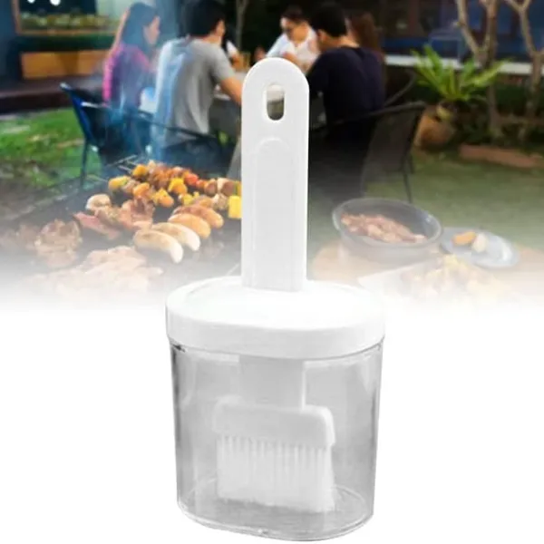 Integrerad silikonoljeflaskaborste Olivoljadispenserflaska med silikonborste för matlagning Bakning Grillning Betning Vit