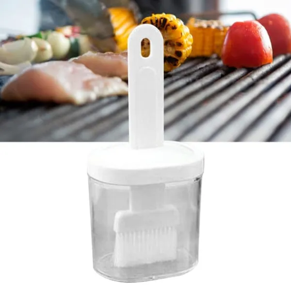 Integrerad silikonoljeflaskaborste Olivoljadispenserflaska med silikonborste för matlagning Bakning Grillning Betning Vit