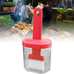 Bakpenslar-Integrerad silikonoljeflaskaborste Olivoljadispenserflaska med silikonborste för matlagning Bakning Grill Pickling Pink