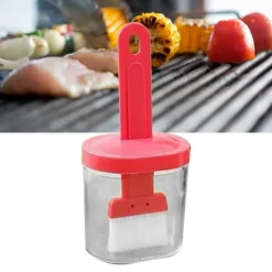 Bakpenslar-Integrerad silikonoljeflaskaborste Olivoljadispenserflaska med silikonborste för matlagning Bakning Grill Pickling Pink