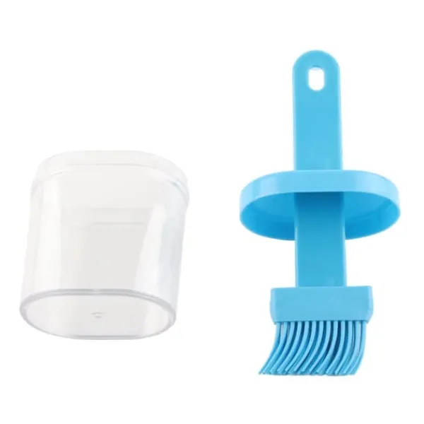 Integrerad silikonoljeflaskaborste Olivoljadispenserflaska med silikonborste för matlagning Bakning Grillning Betning Blå