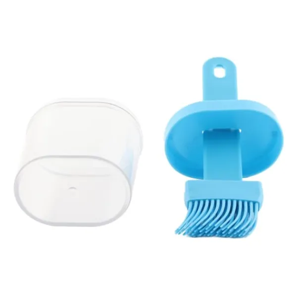 Integrerad silikonoljeflaskaborste Olivoljadispenserflaska med silikonborste för matlagning Bakning Grillning Betning Blå