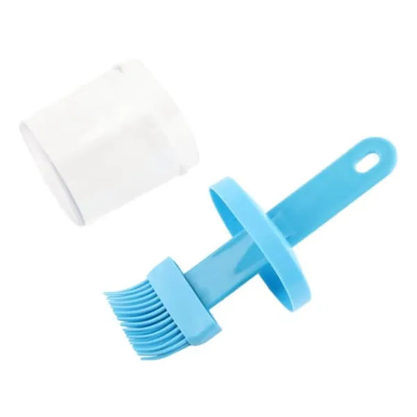 Integrerad silikonoljeflaskaborste Olivoljadispenserflaska med silikonborste för matlagning Bakning Grillning Betning Blå