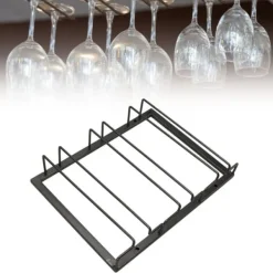 Vinglashängen-Iron Art upp och ner vinglashållare europeisk stil hängande vinglasställ under skåp svart