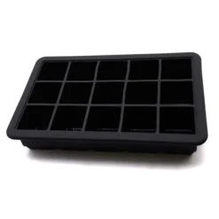 Isformar-Isbitsform silikon, lätt att släppa, 15 isbitar, form med mycket transparent lock för whisky, mjölkte, svart