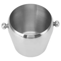 Ishink & Kylare-Ishink i rostfritt stål Champagne Ishink Vinkylningshink Dryckesbalja med smidigt handtag för hemmabarer Fester Silver Naken Stor 2L