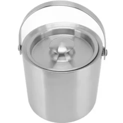 Ishink & Kylare-Ishink i rostfritt stål Dubbellager Vinchampagneölfat med handtag för Bar Party 3L 19x17,2cm/7,5x6,8in