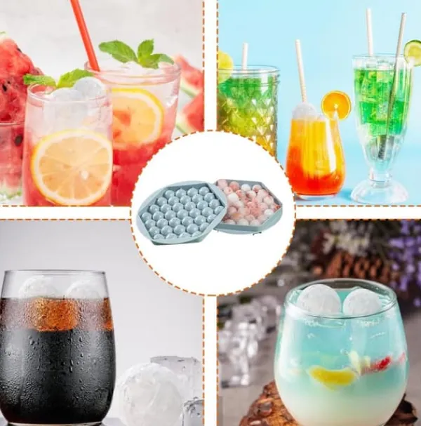 Iskubbricka med lock, babygröt, frysbehållare, 37 iskuber, iskubbrickor, iskubbricka för babygröt, fruktig iskubmaskin (blå)