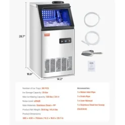Ismaskiner-Ismaskin, 36 isbitar, 36x43x75,5 cm, rostfritt stål