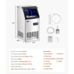 Ismaskiner-Ismaskin, 36 isbitar, 36x43x74 cm, rostfritt stål