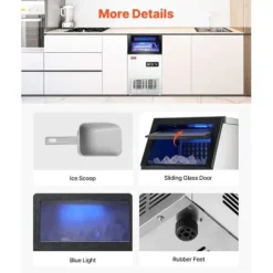 Ismaskiner-Ismaskin, 36 isbitar, 36x43x74 cm, rostfritt stål