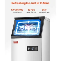 Ismaskiner-Ismaskin, 36 isbitar, 36x43x74 cm, rostfritt stål