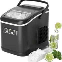 Ismaskin, 12 kg daglig kapacitet, klar på 6-8 minuter,Svart