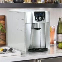 Ismaskiner-Ismaskin 12 kg/24 h, 9 isbitar på 6–10 min, 2 L tank, LCD, silver