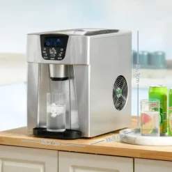 Ismaskiner-Ismaskin 12 kg/24 h, 9 isbitar på 6–10 min, 2 L tank, LCD, silver