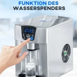Ismaskiner-Ismaskin 12 kg/24 h, 9 isbitar på 6–10 min, 2 L tank, LCD, silver